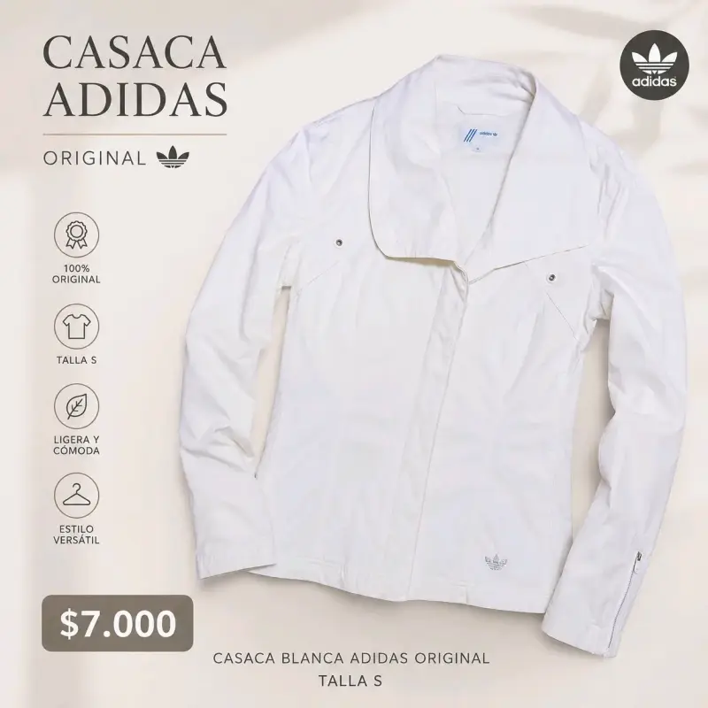 Casaca Blanca Adidas Original Talla S