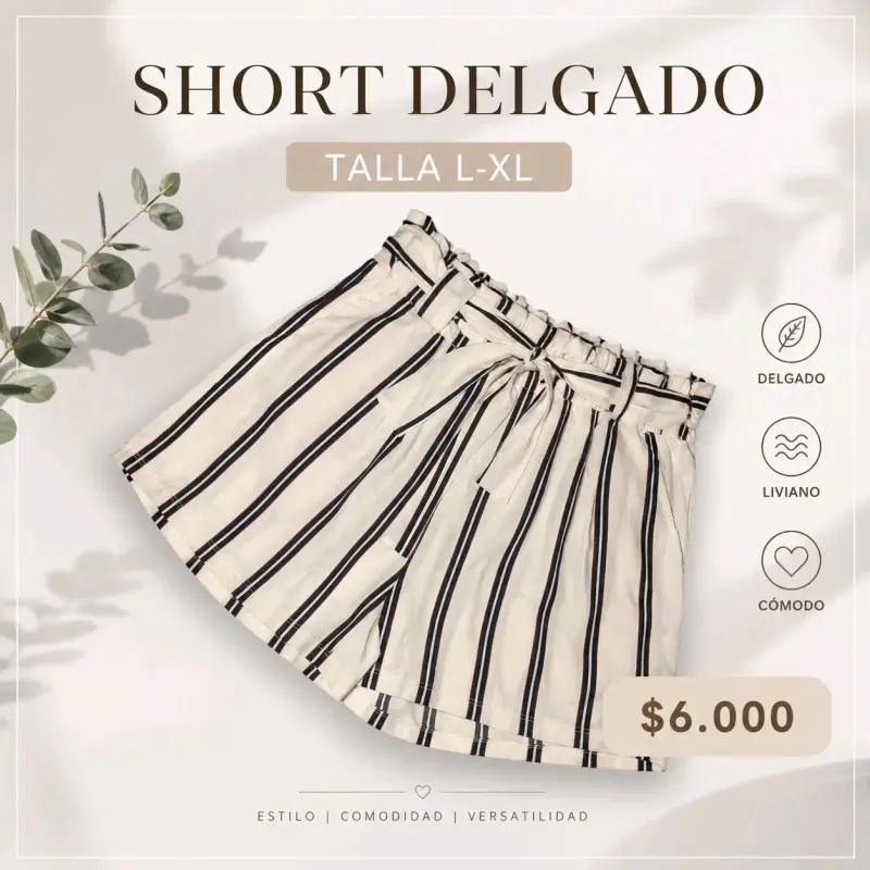 Short de rayas blanco y negro talla L-XL