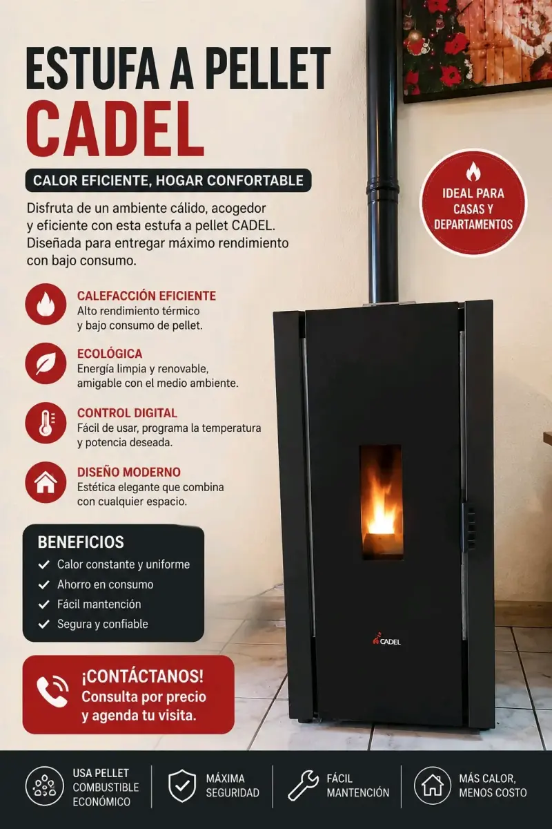 Estufa a pellet Cadel eficiente y moderna - 1