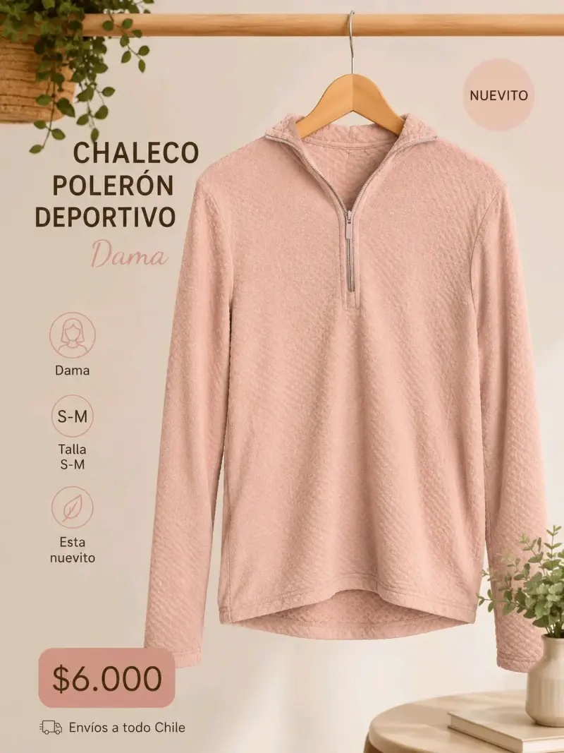 Chaleco polerón deportivo dama rosado