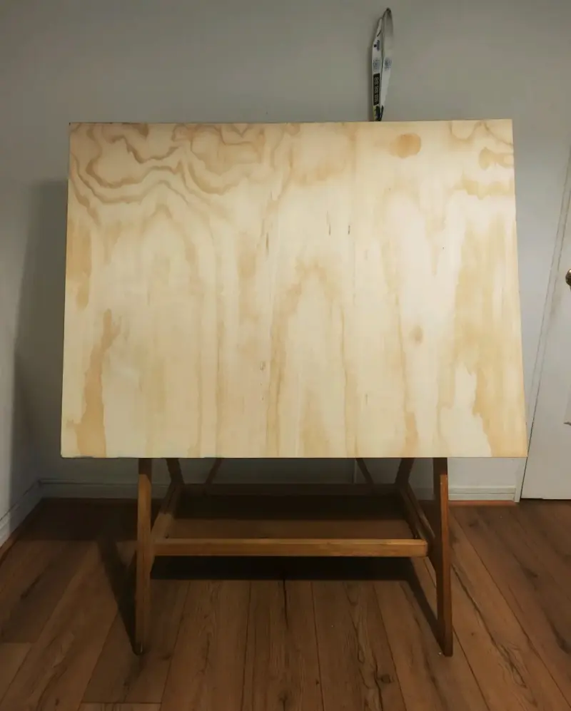Mesa de dibujo 90x120 cm + sillas de cuero - 1