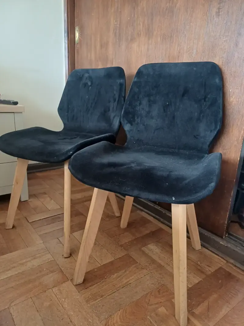 Silla de comedor Tulip negra con patas de madera - 3