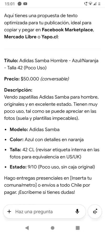 Zapatillas Adidas Samba Hombre Azul Naranja Talla 42 - miniatura 2