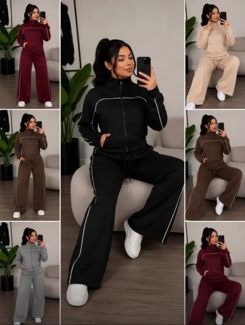 Conjunto deportivo burdeos para mujer con cierre - 2