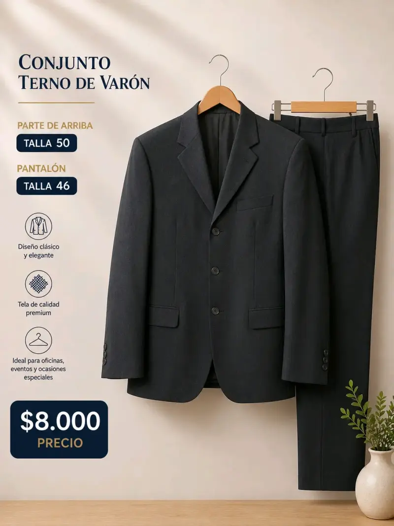 Conjunto Terno de Varón Talla 50/46