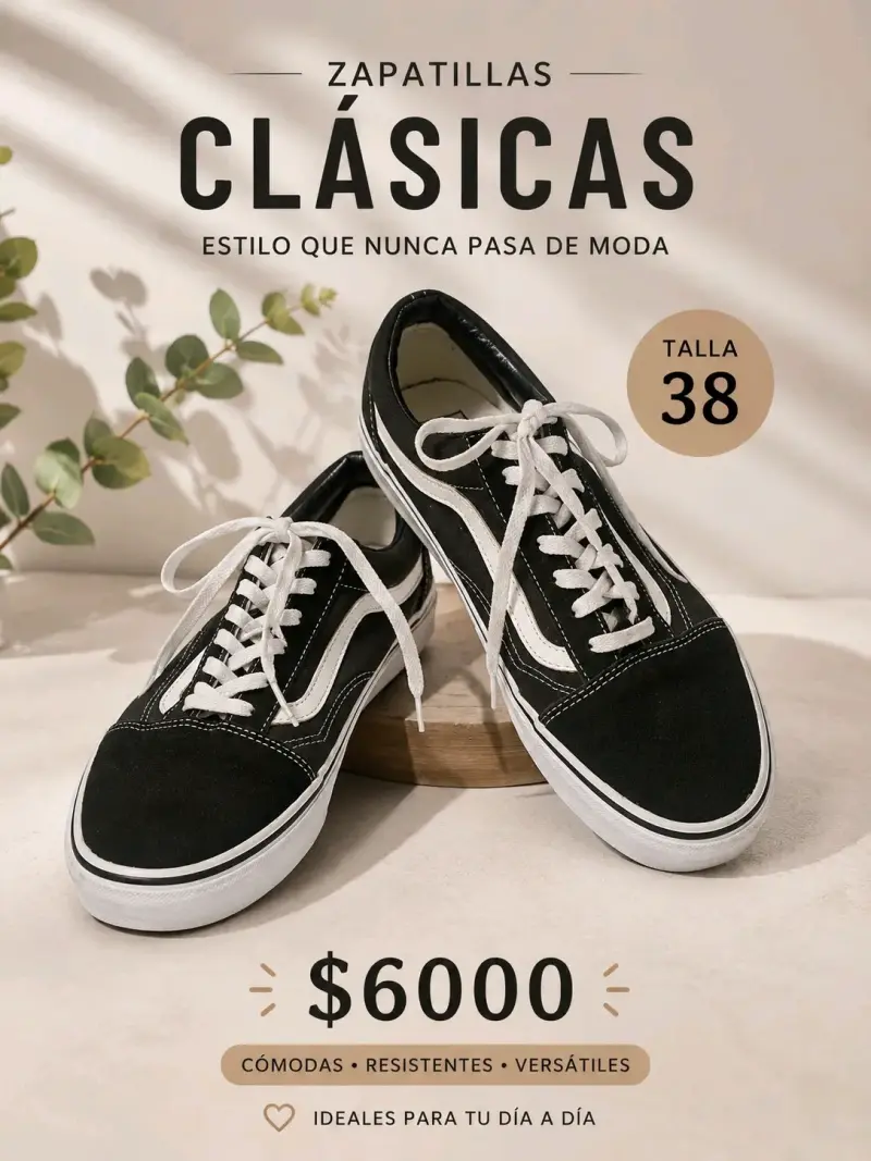 Zapatillas clásicas negras talla 38