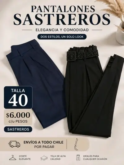 Pantalones sastreros talla 40 elegantes y cómodos - miniatura 3