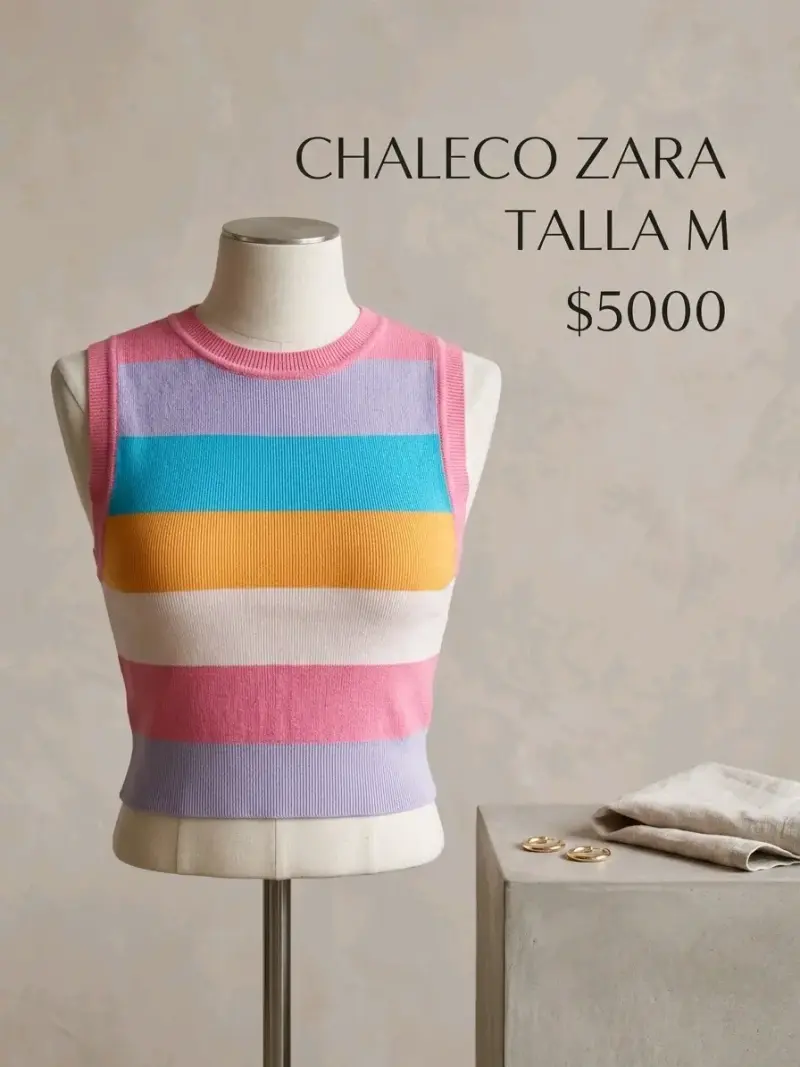 Chaleco sin mangas a rayas Zara talla M