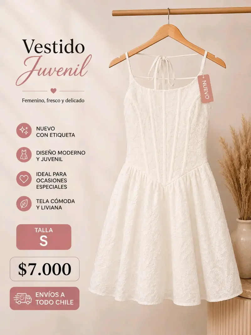 Vestido juvenil blanco moderno talla S