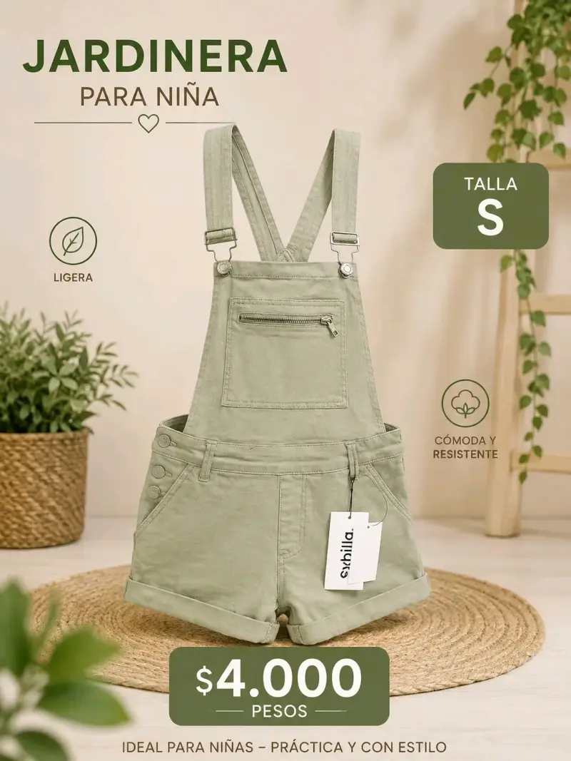 Jardinera para niña talla S ligera y cómoda