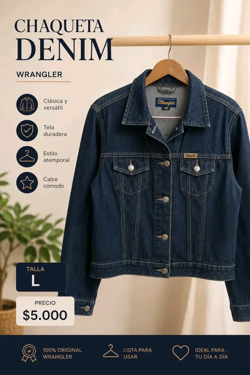 Chaqueta de mezclilla Wrangler clásica talla L