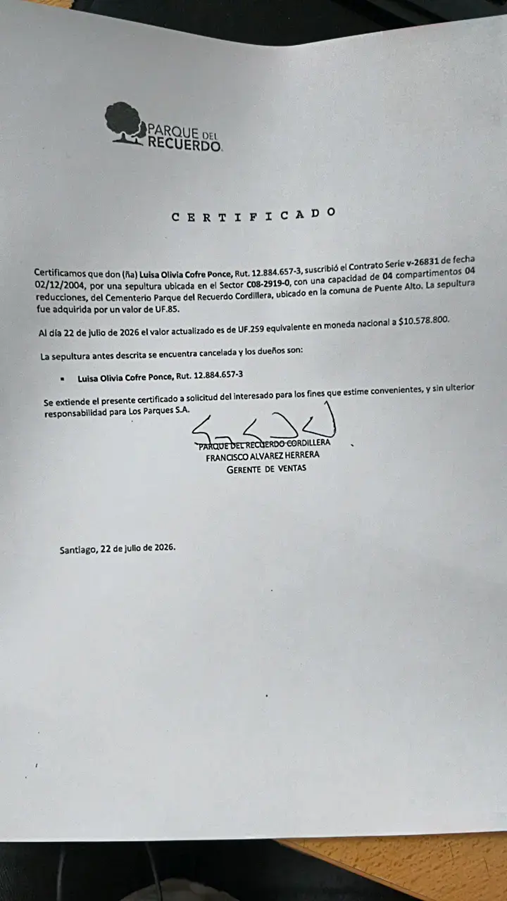 Venta de sepultura