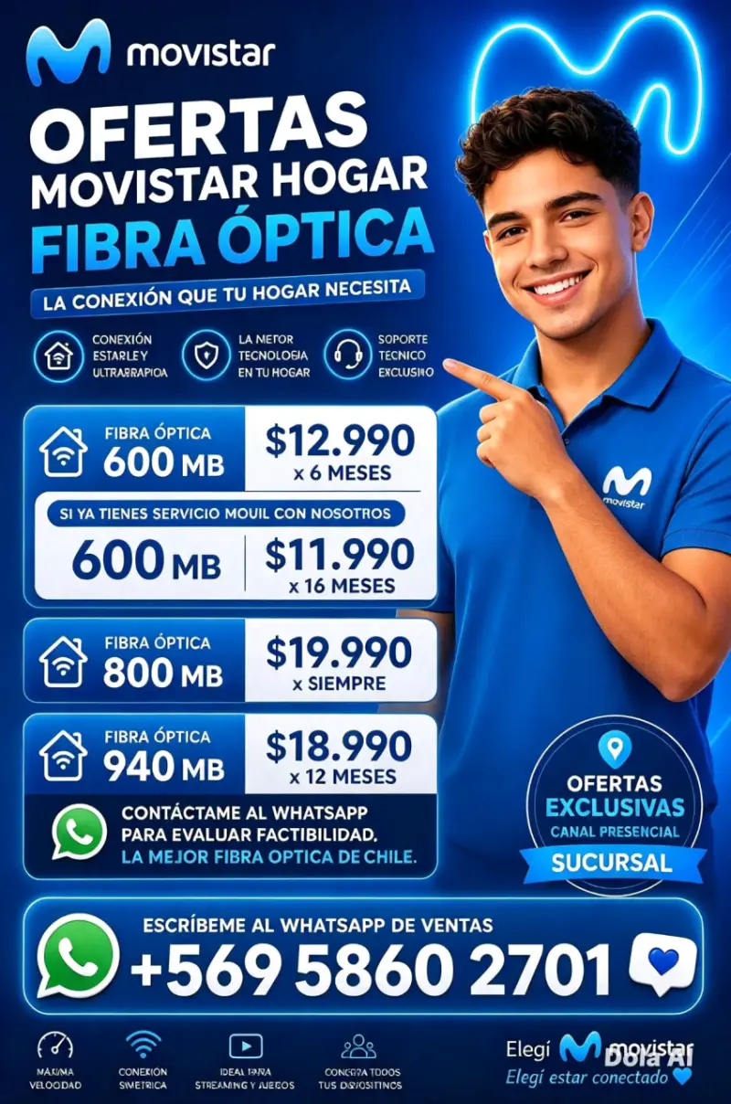 Oferta de Fibra Óptica Movistar 600 MB