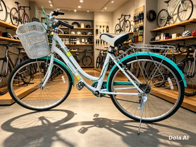Bicicleta urbana con canasto blanco y verde - 1