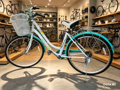 Bicicleta urbana con canasto blanco y verde - miniatura 1