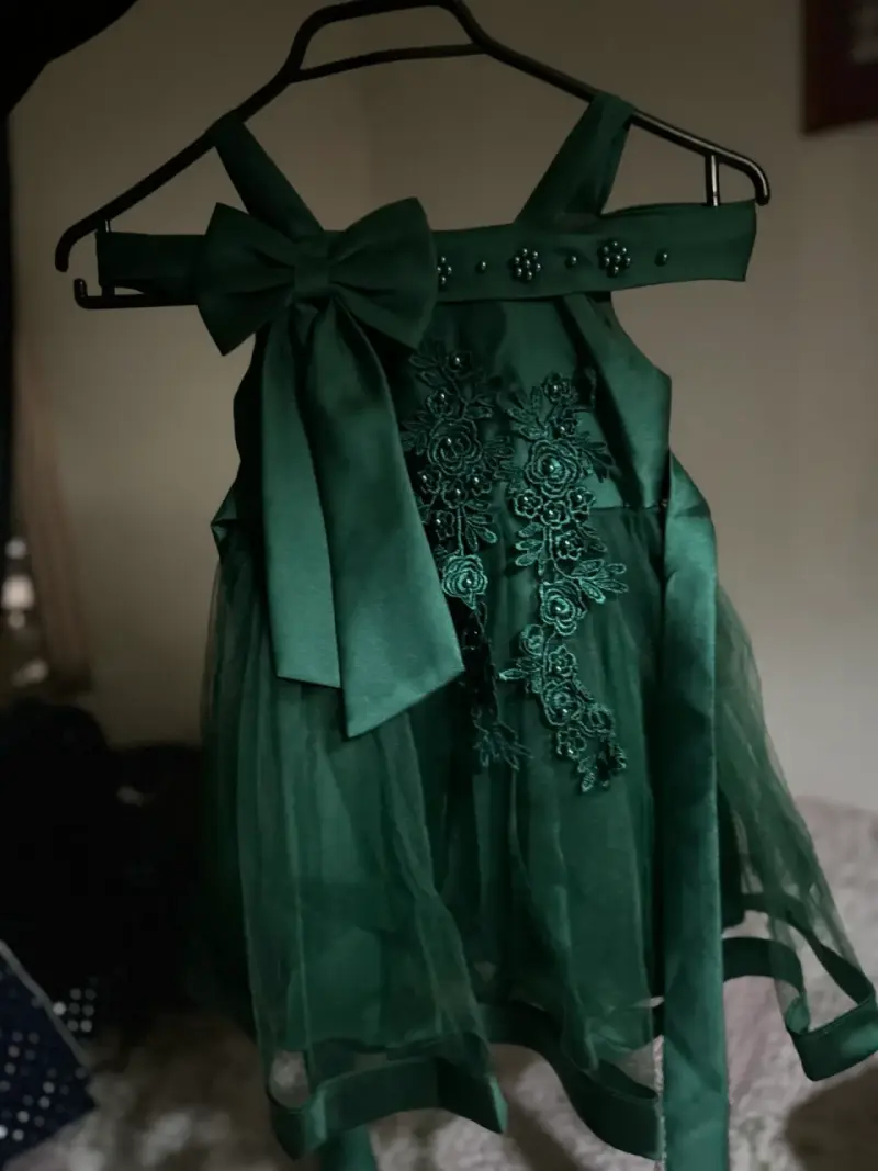 Vestido verde esmeralda para niñas 4-6 años - 2