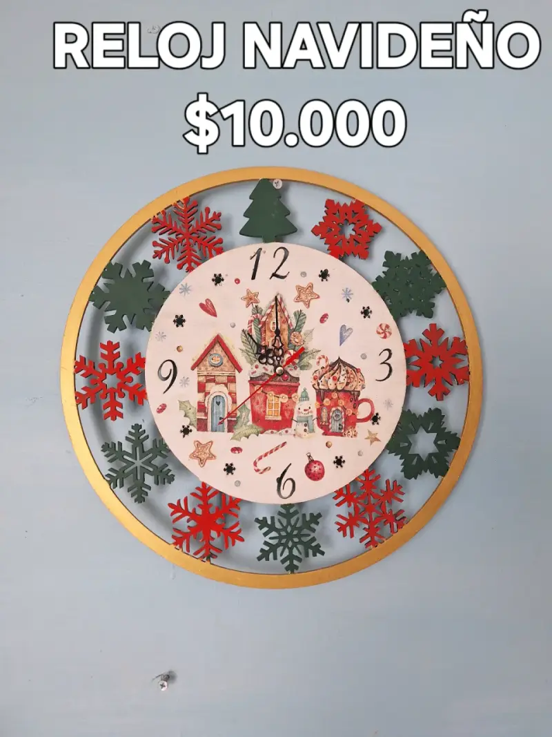Reloj navideño decorativo con diseño festivo - 1
