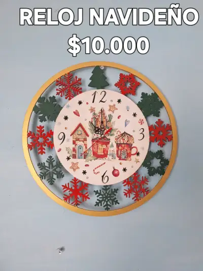 Reloj navideño decorativo con diseño festivo - miniatura 1