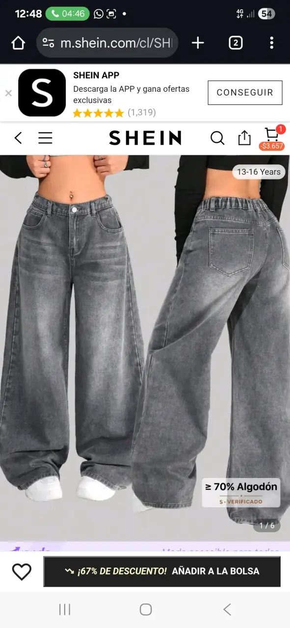 Pantalones anchos de mezclilla gris para adolescentes