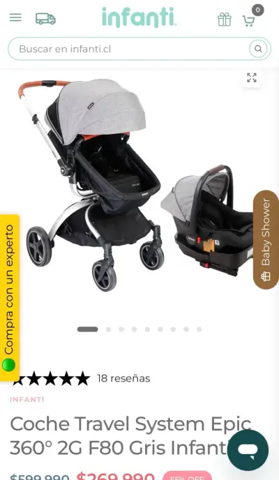Coche Travel System Epic 360° Gris Infanti - miniatura 1