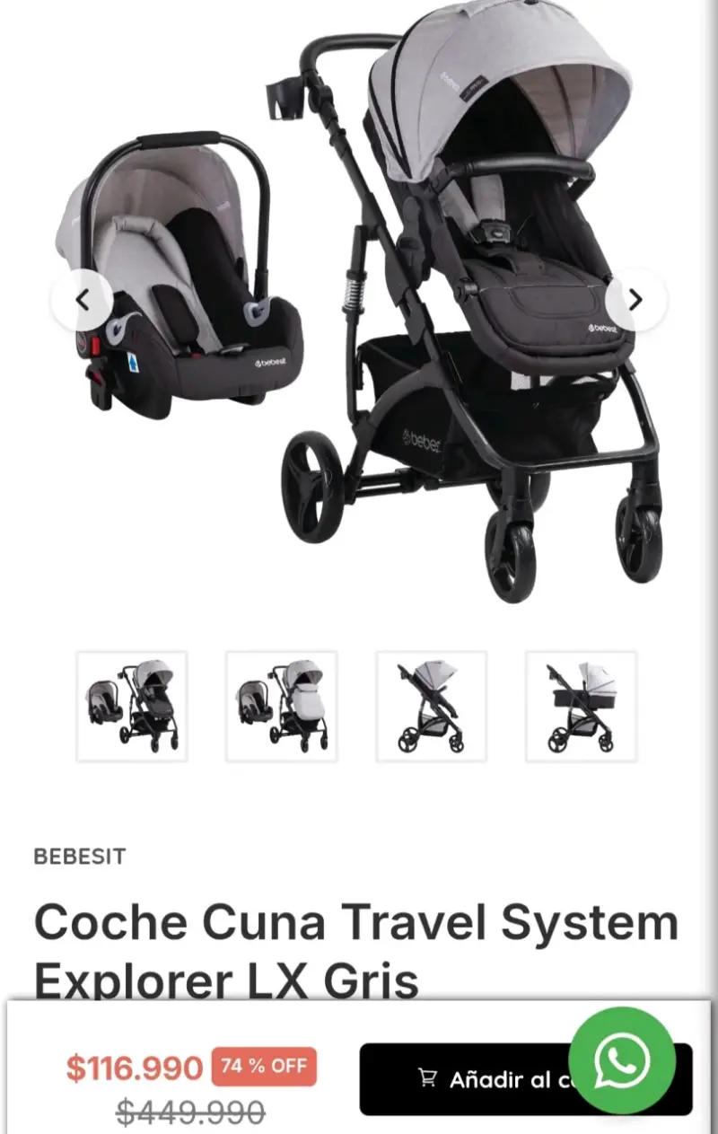 Coche Cuna Bebesit Explorer LX Gris - 1