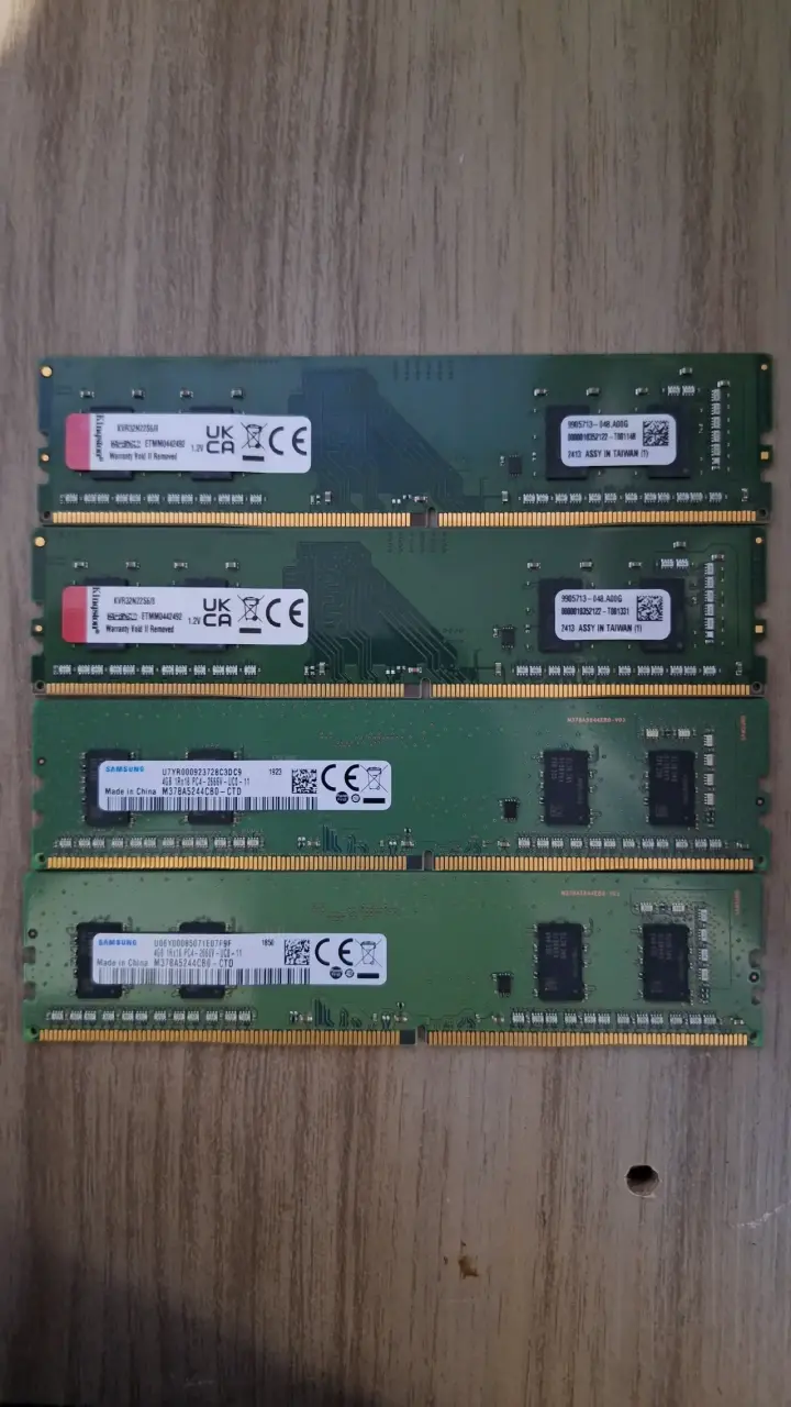 4 Memorias RAM Samsung y Kingston 4GB DDR4 para pc