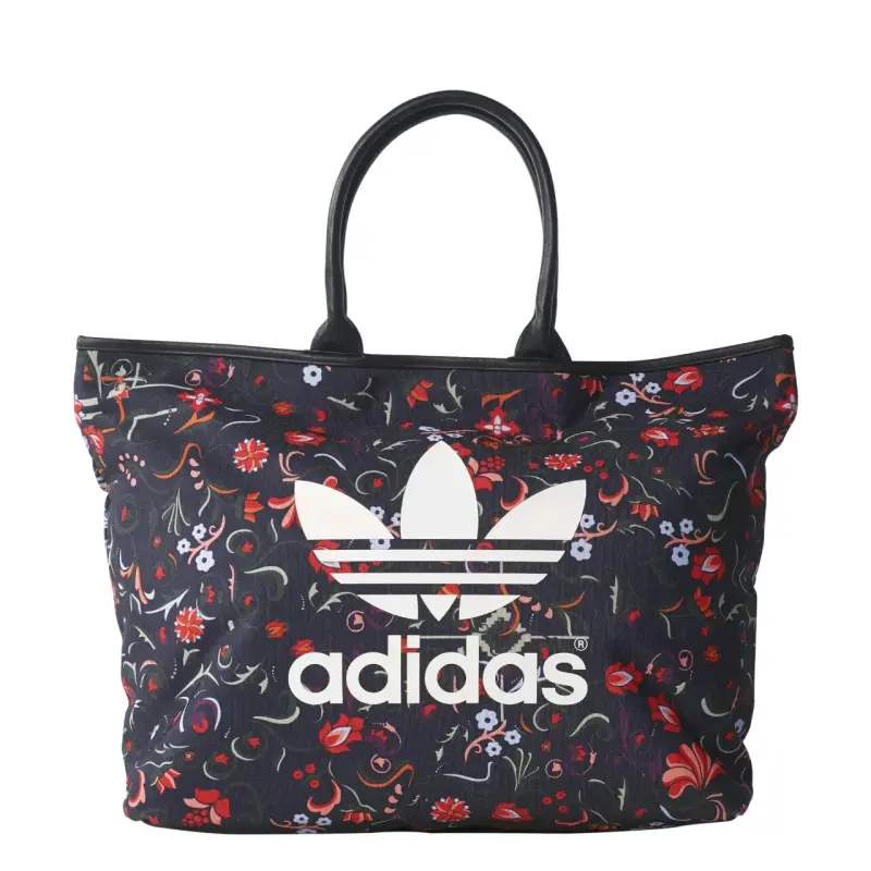 Bolso tote floral Adidas negro - 1