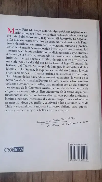 Libro Chile Memorial de la Tierra Larga de Manuel Peña Muñoz - miniatura 2