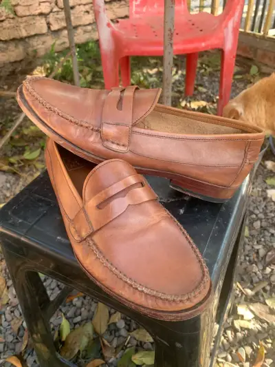 Mocasines de cuero marrón para hombre - miniatura 1