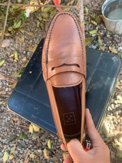 Mocasines de cuero marrón para hombre - miniatura 2