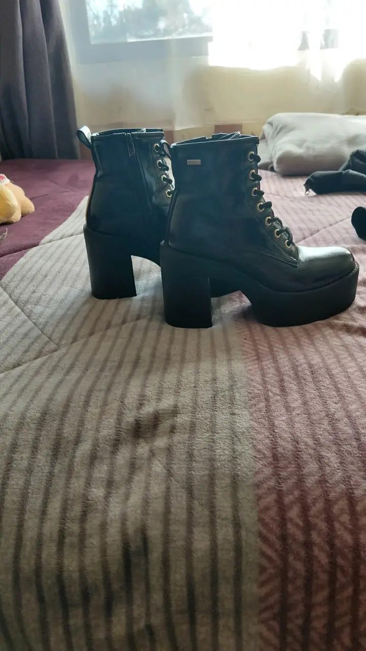 Botines de cuero negro con plataforma - 2