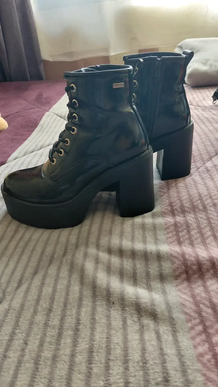 Botines de cuero negro con plataforma - 3