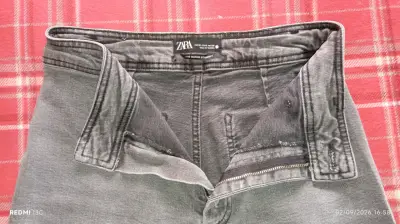 Pantalones anchos grises Zara para mujer - miniatura 3