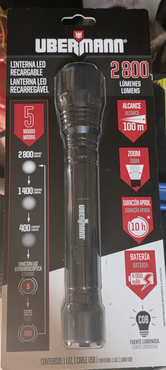 Linterna LED Recargable Ubermann 2800 Lúmenes - 2
