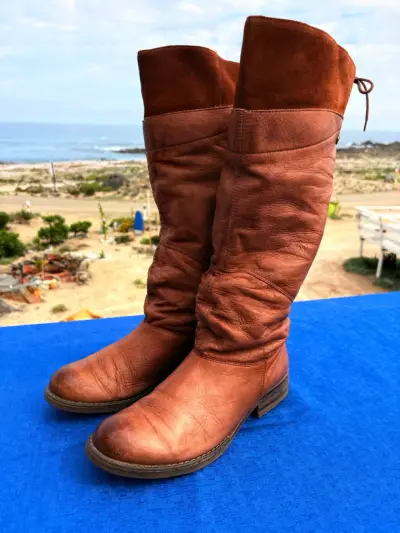 Botas de cuero marrón para mujer Lasocki - miniatura 1