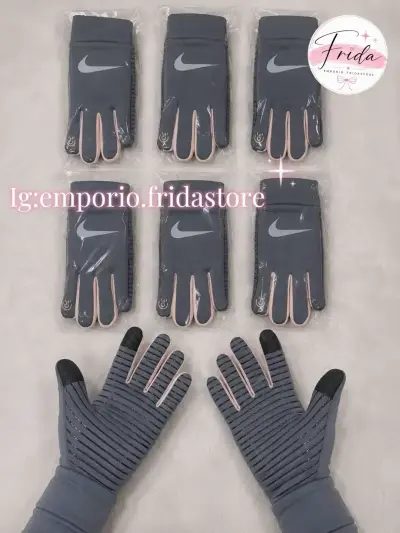 Guantes deportivos táctiles Nike grises - miniatura 1
