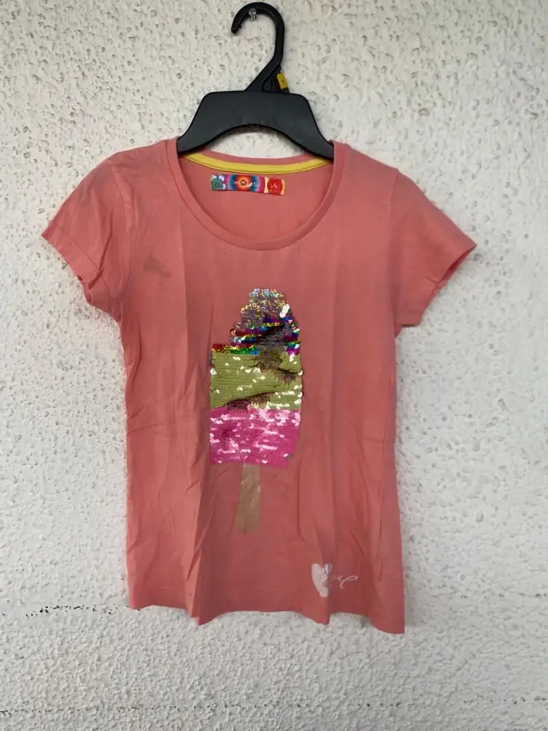 Polera rosa con lentejuelas de helado para niña - 1