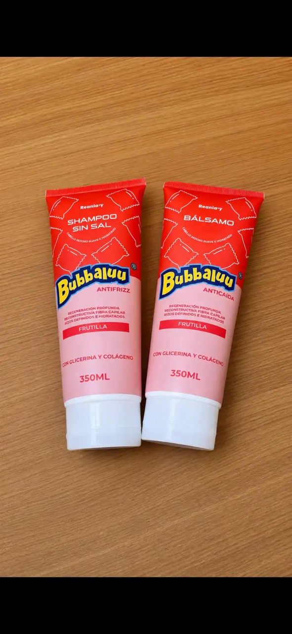 Set de Shampoo y Bálsamo Bubbaluu Antifrizz Frutilla