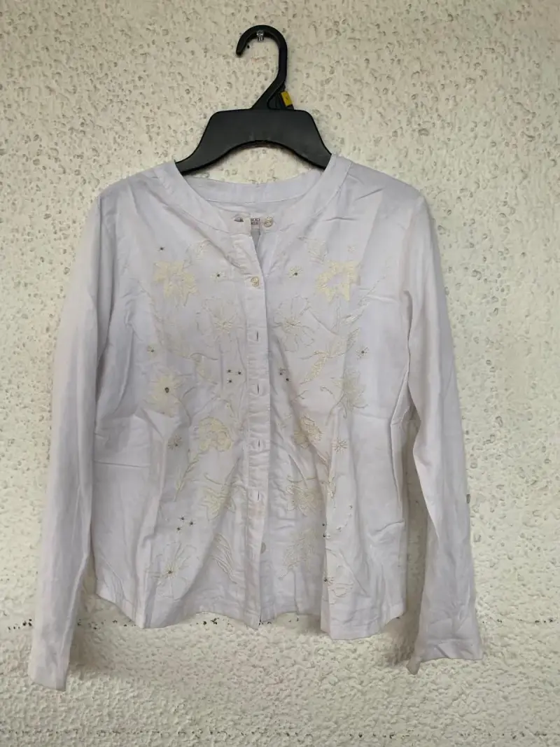 Blusa blanca bordada de mujer talla 10 - 2