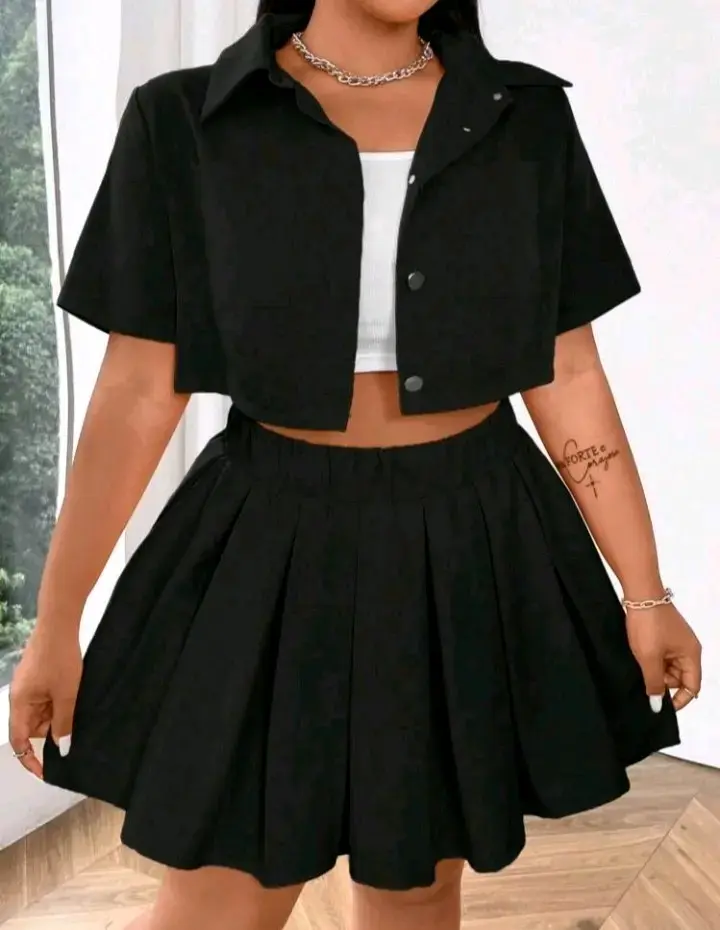 Conjunto de falda y top negro, Shein 4XL. - 1