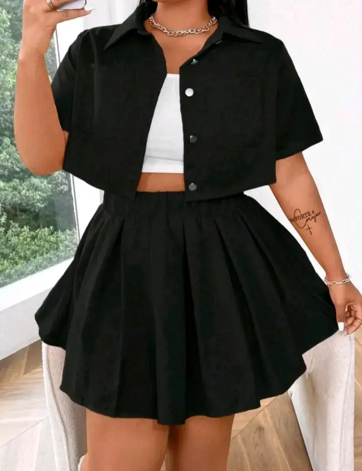 Conjunto de falda y top negro, Shein 4XL. - 3