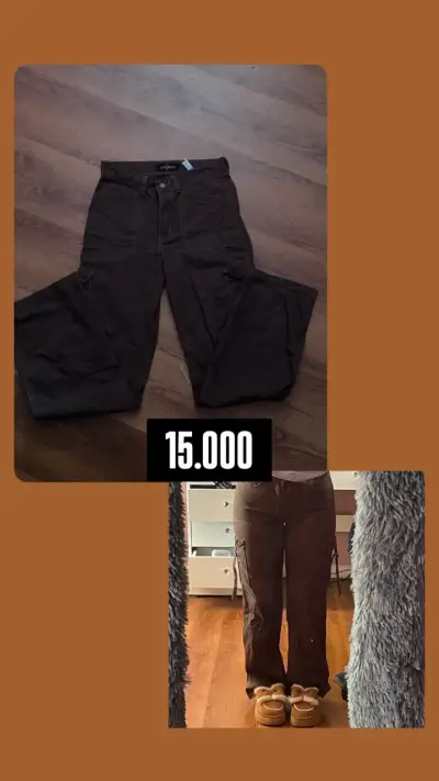 Jeans cargo negros para mujer con bolsillos - miniatura 3