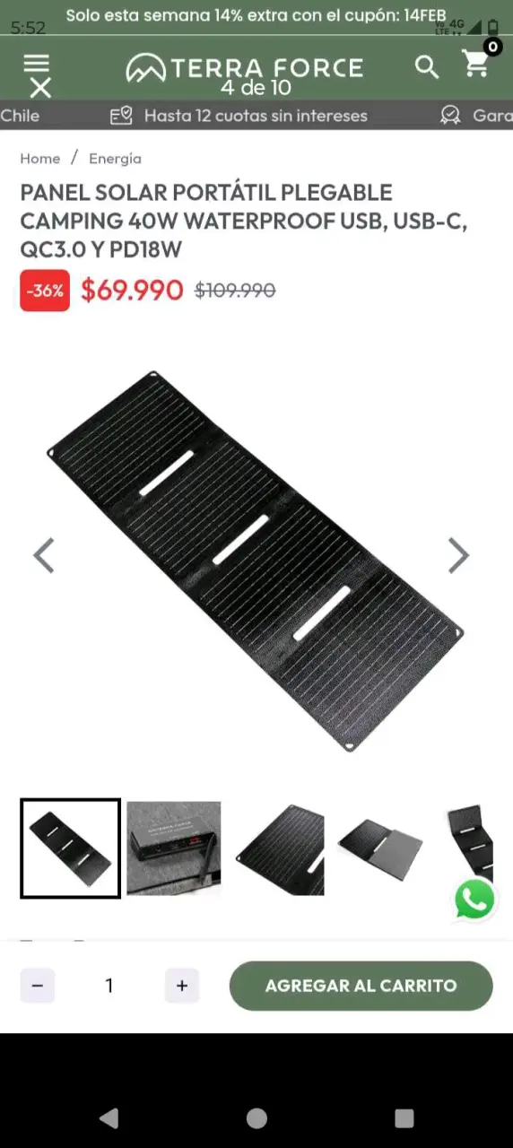 Panel Solar Portátil Plegable 40W - 1