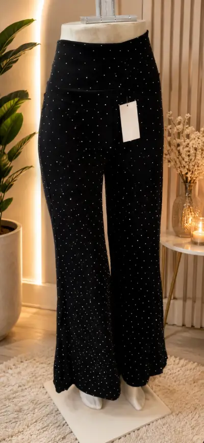 Pantalones acampanados negros con brillo - miniatura 1
