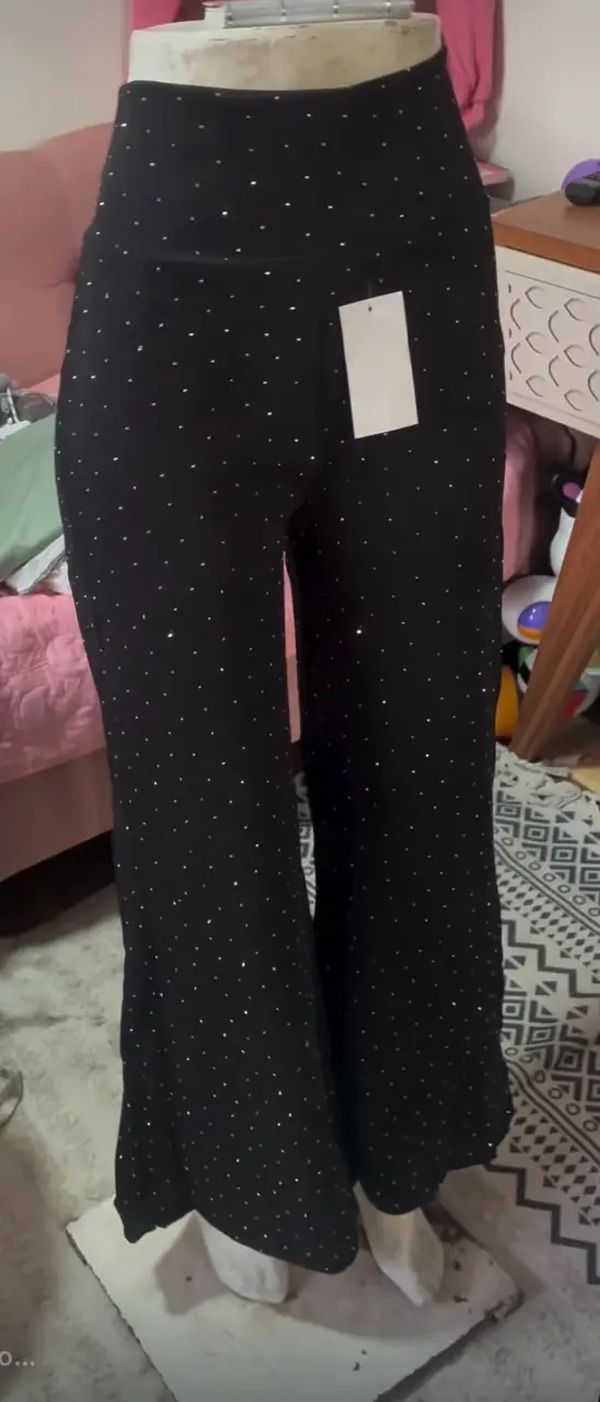 Pantalones acampanados negros con brillo - 2