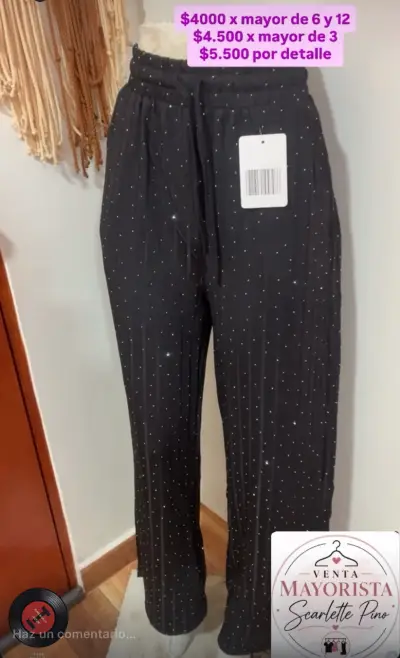 Pantalones acampanados negros con brillo - miniatura 6