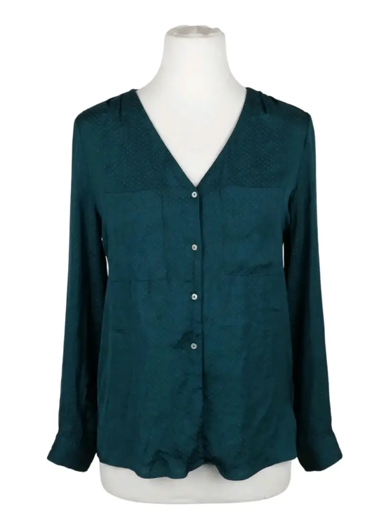 Blusa verde de manga larga para mujer