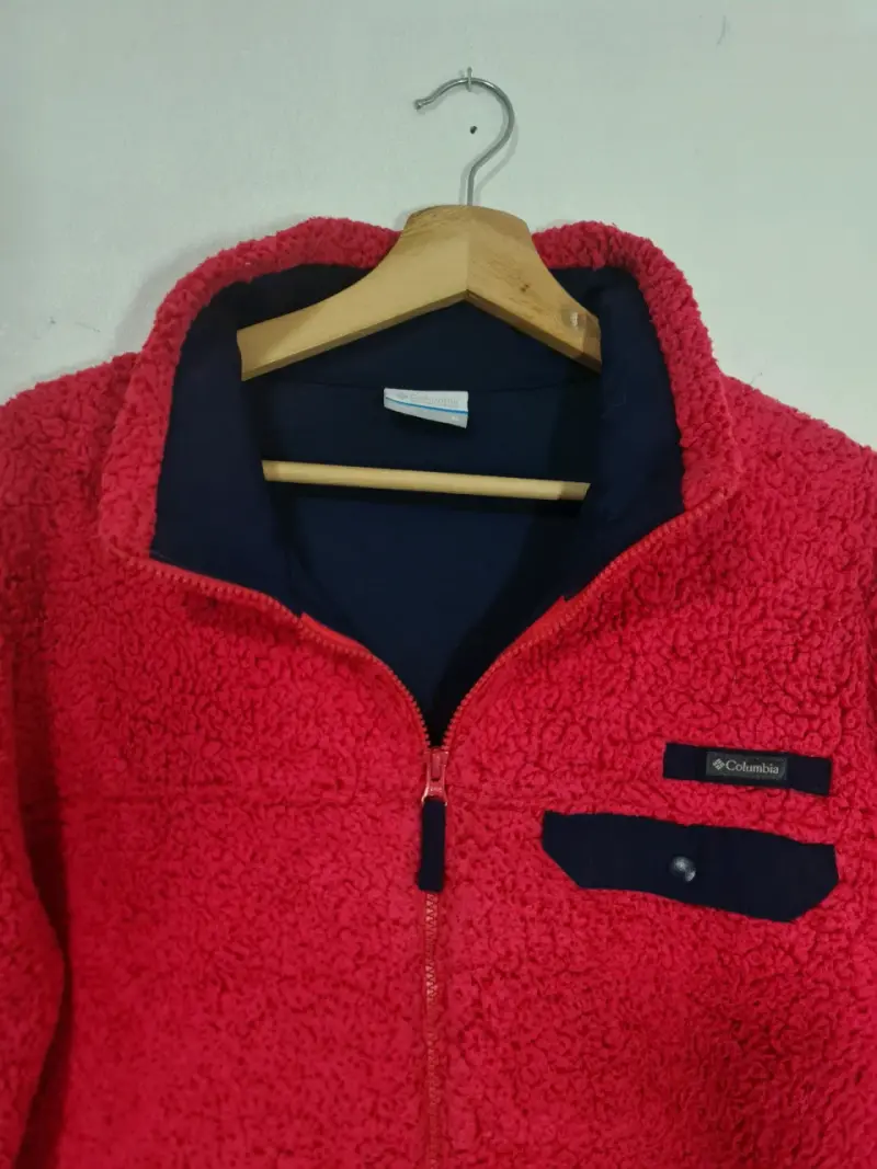 Chaqueta polar roja Columbia con cierre forrada - 3