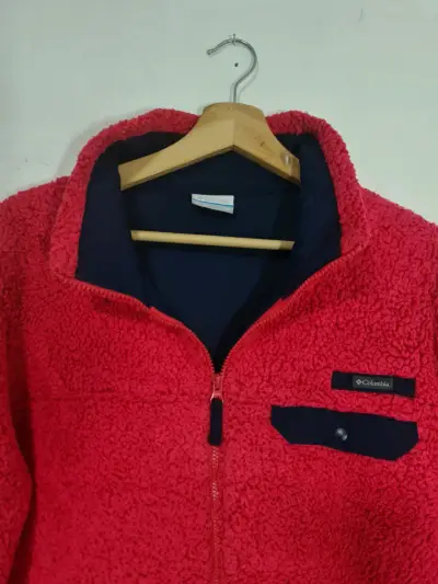 Chaqueta polar roja Columbia con cierre forrada - miniatura 3