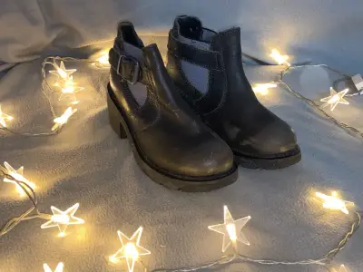 Botines de cuero negro CAT - miniatura 1